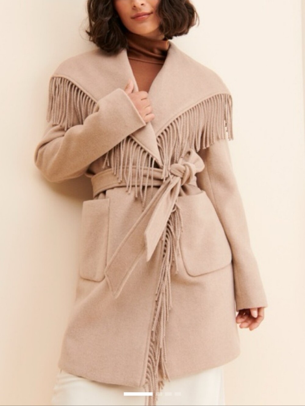 Badgley Mischka Wool Fringe Coat Size Small